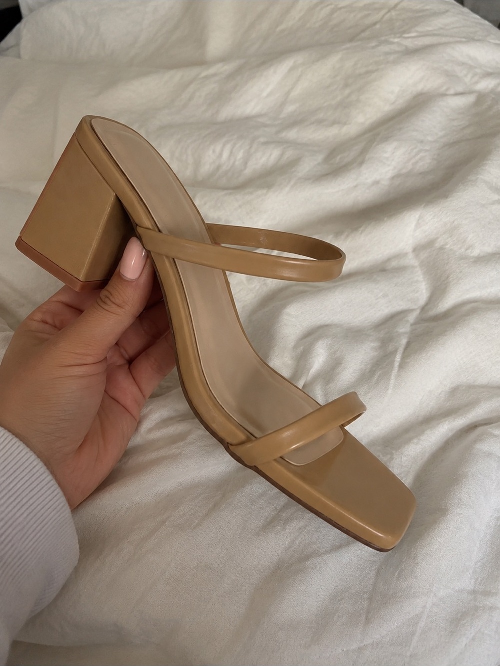 Nude Tan Strappy Block Heel Sandal